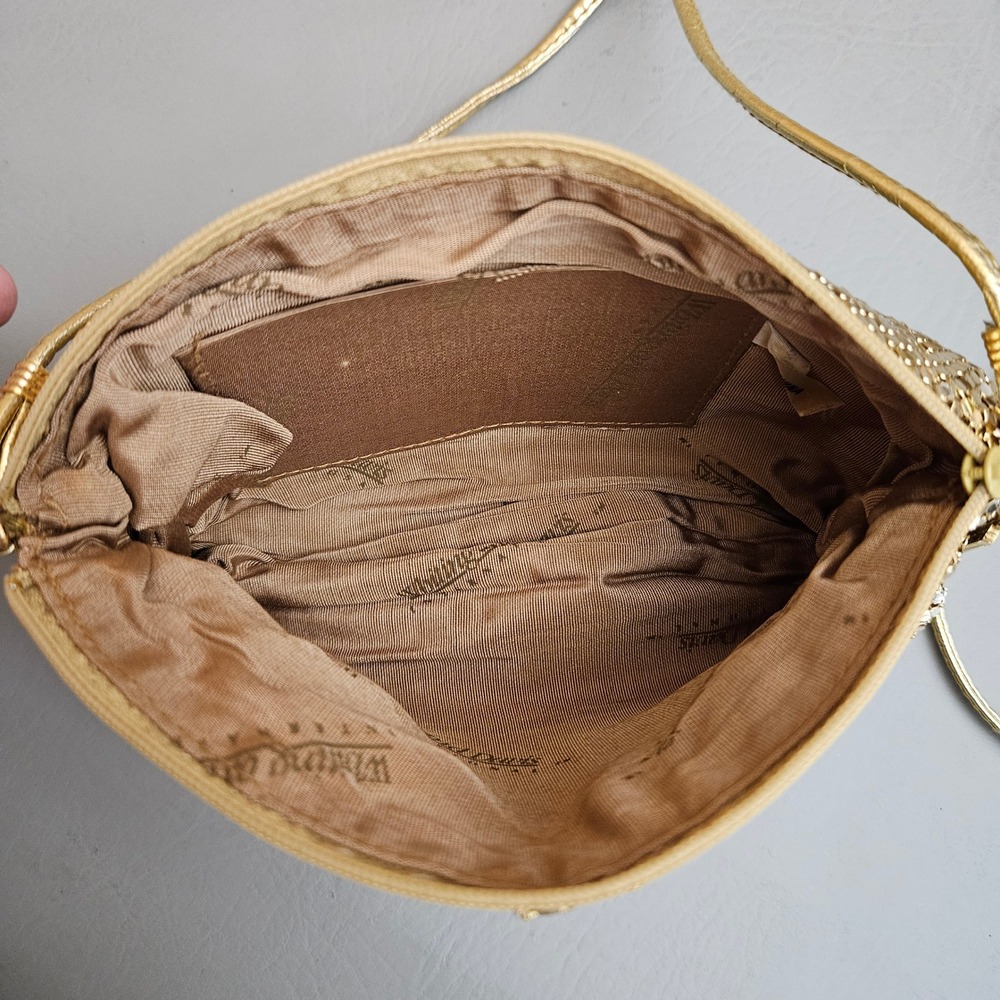 Whiting and Davis International Gold Metal Mesh Crossbody Evening Bag - Picture 7 of 12